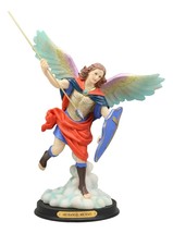 Catholic Colorful Archangel Saint Michael With Javelin Spear Shield Statue 10&quot;H - £37.65 GBP
