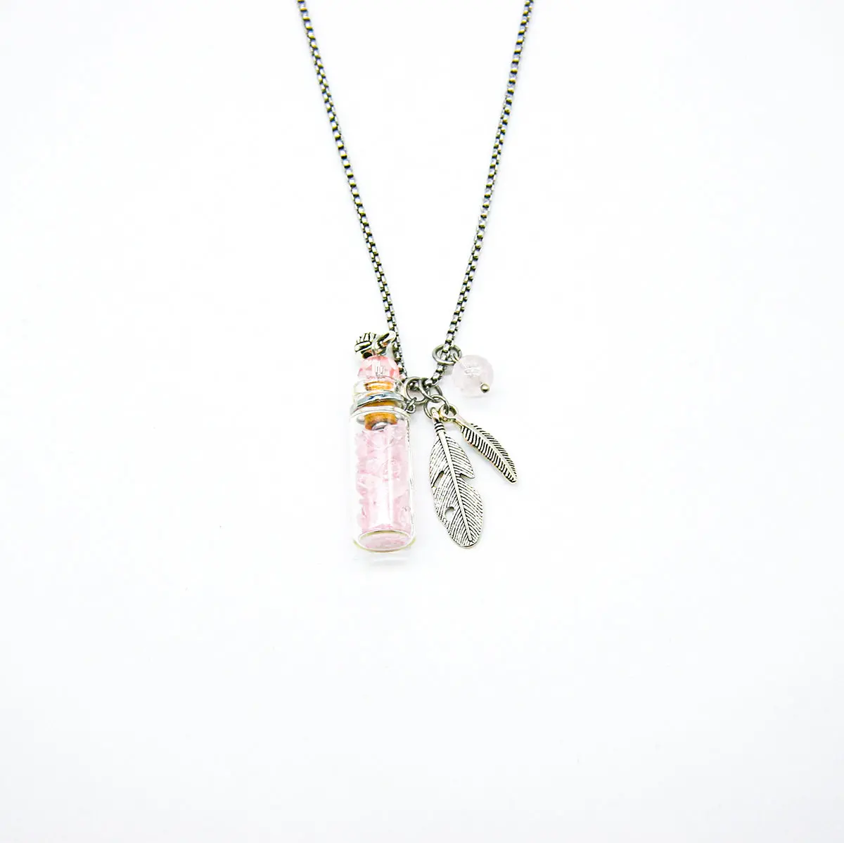 Elegant Rose Quartz Diffusing Necklace - Energy &amp; Healing on the Go - Pink - $49.12