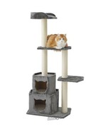 Kitty Power Paw Sky Tower Cat Hideaway Cotton Wood Grey/Beige Kitten Scr... - £52.99 GBP