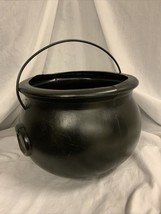 Vintage Halloween Blow Mold Black Plastic 7&quot; Cauldron Witch Candy Dish Bowl - $14.54