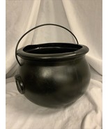 Vintage Halloween Blow Mold Black Plastic 7&quot; Cauldron Witch Candy Dish Bowl - £11.51 GBP