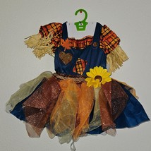 NEW Scarecrow Cutie Girls Halloween Costume Toddler Size 2T Tutu Dress Hat Oz - £14.20 GBP