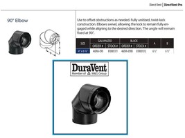 DuraVent 46DVA-E90B 4 &quot; x 6-5/8 &quot; 90° Elbow Exhaust, Aluminum/Galvanized... - $64.34
