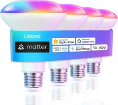 Linkind Matter Br30 Smart Light Bulbs, Rgbtw Led Color Changing Light, 4Pack - £50.11 GBP