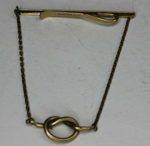 Gold Tone Cable Link Chain Pendant Vintage KREMENTZ Tie Bar Clip Knot USA Made - £11.18 GBP