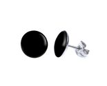 BLACK STUD EARRINGS 10mm Stainless Steel Enamel Circle Round Post Pair S... - $6.95
