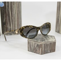 Dolce &amp; Gabbana Black Gold Scroll Slim Cateye Logo Acrylic Sunglasses NW... - $277.37 CAD