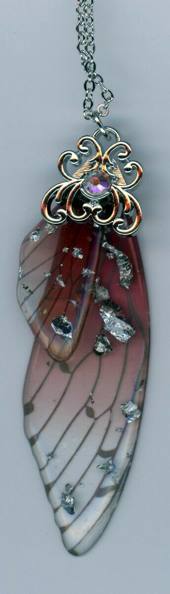 Fashion Handmade Rose Gold Color Fairy Tale Cicada Wings Rhinestone Neck... - $18.76
