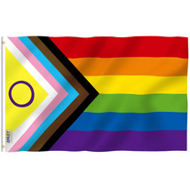 Anley 3x5 Foot New Intersex Inclusive Progress Pride Flag - Rainbow LGBT Flags - £5.91 GBP