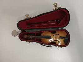 Miniature Violin Replica Musical Instrument with Bow in Lined Box - £6.86 GBP