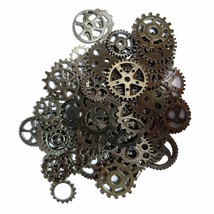 70 Clock Gears Cogs Parts Black Gunmetal Metal Steampunk Supplies Assorted Lot - £14.12 GBP