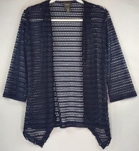 Travelers Collection By Chicos Top Womens 0 Blue Chunky knit Crochet Cardigan - £35.41 GBP