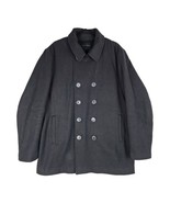 Calvin Klein Coat Mens Med Black Brushed Wool Peacoat Overcoat - $617.19 MXN