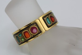 Frey Wille Ode to Joy of Life Gold Multicolor Enamel Bangle Bracelet 20mm Small - £335.98 GBP