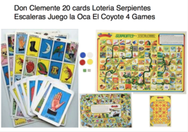 Don Clemente Loteria 20 Cards + Serpientes y Escaleras La Oca El Coyote 4 Games - £14.61 GBP