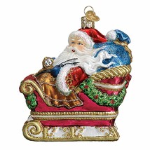 Old World Christmas Santa In Sleigh Glass Christmas Ornament 40306 - £28.26 GBP