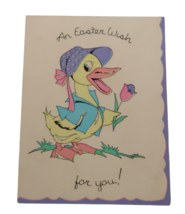 1930&#39;s Easter greeting card duck picking flowers &quot;An Easter Wish for you&quot; - £7.83 GBP