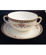 Noritake Morimura green stamp double handled cup, saucer &amp; butter plate ... - $818.23 MXN