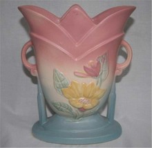 HULL POTTERY Magnolia Pink Blue Vase 7-8 1/2 - $48.00