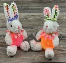 Lot Of 2 Light Up Bunny Rabbits Plush Toy Easter Decoration Multicolor Changing - £8.51 GBP
