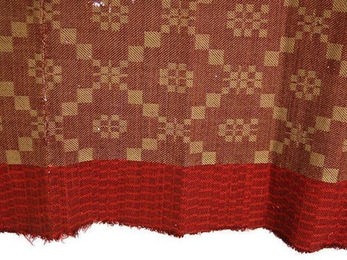 Jacquard Coverlet Pennsylvania Antique 19th C  Brown Green WOOL 36x72 Item image 3