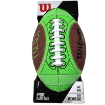 Wilson Hylite Game Ball Green Brown Easy Grip Pee Wee Football K2 6-9 yrs - $33.99