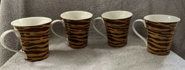 222 Fifth PTS International Porcelain Cup Mug Kilimanjaro Tiger stripes Set of 4 - £25.30 GBP