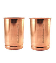 Handmade Copper Water Tumbler Plain Drinking Glass Health Benefit 300ML Set Of 2 - £11.64 GBP