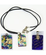 Murano Glass Necklace Venetian Reflections Rectangular Pendant .78&quot; W x ... - €25,40 EUR