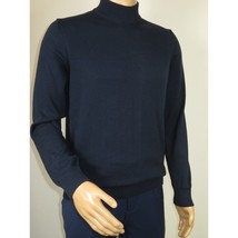 Men's Sweater Knit By BRANGO Turkey Mock Neck Cotton Blend 21050 Navy Blue image 2