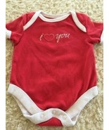 Baby Red White I LOVE YOU Short Sleeve One Piece Valentines Day 0-3 Months - $2.94