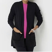 Isaac Mizrahi Live! Cardigan Sweater Hi-Low Hem Black Size 1X NWOT - $16.82