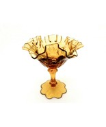 Fenton Amber Glass 6&quot; Comport, Dusty Rose Pattern, Ruffled Rim, FNT211 - $14.65