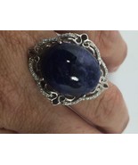 Vintage Genuine Blue Lapis Lazuli 925 Sterling Silver Size 6 Cocktail Ring - £112.72 GBP
