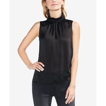 NWT Womens Size XS Vince Camuto Black Smocked Mock-Neck Sleeveless Blouse Top - £22.64 GBP