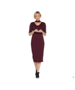 G.I.L.I. Peached Knit Elbow Sleeve Dress with Cutout Deep Plum Medium A3... - $366.31 MXN
