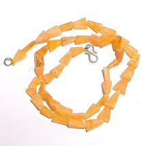 Natural Orange Aventurine Gemstone Triangle Smooth Beads Necklace 17&quot; UB-3414 - £8.69 GBP