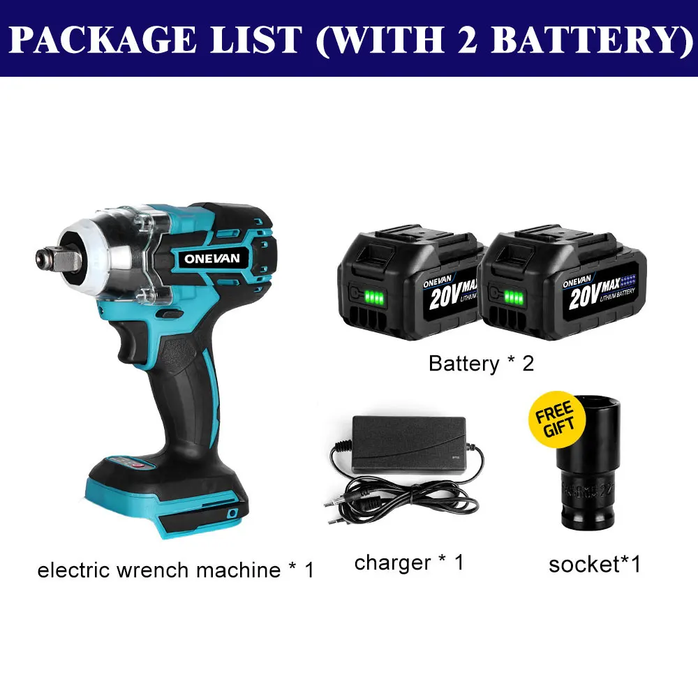 20V Cordless Brushless Electric Wrench Impact Wrench Socket Wrench 520N.m Li-ion - £269.20 GBP