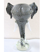 Majestic Murano Art Glass Sommerso Tusked Elephant Head Sculpture - $1,385.01