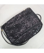 Vintage 1980s Black Metal Chain Crossbody Purse 9x6x2 Inch Japan - $221.32 MXN