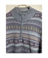 Brooks Brothers Sweater Mens Gray Fair Isle Wool Italian Yarn 1/4 Zip Si... - $56.11 CAD