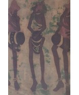 Original African Art THREE TRIBAL AFRICAN DRUMMERS Textile Batik Paintin... - €938,21 EUR