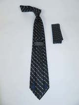 Men's Woven Tie Hankie Set J.Valintin Private Collection R81 Black Gray image 3