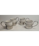 Espresso Porcelain Cups Set of 4 with Silver Toned Handled Holders England - $46.42 CAD