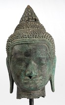 Antigüedad Bayon Estilo Bronce Montado Khmer Buda Cabeza - 44cm/45.7cm - £408.38 GBP