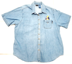 Vtg Disney Denim Shirt Pooh Piglet FRIENDSHIP 100 Acre Wood S/S Women 22/24W - £23.39 GBP