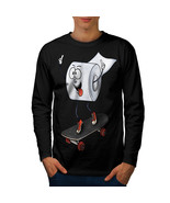 Skater Toilet Paper Funny Tee  Men Long Sleeve T-shirt - £11.94 GBP