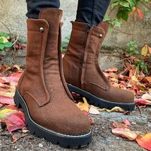 Men&#39;s Boots Sued Khaki Winter Season Slip On Fashion Outdoor Shoes High Super Qu - £130.58 GBP
