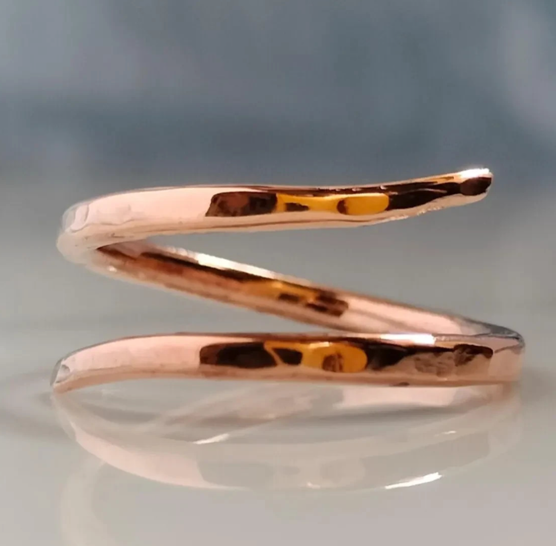 Solid Pure Copper Minimalist Healing Ring, Handmade, Unisex, Bypass Ring - $16.41+