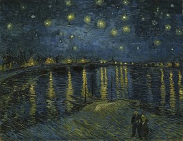 Van Gogh Starry Night over Rhone, Van Gogh Reproduction Print,  Stretched - £47.87 GBP
